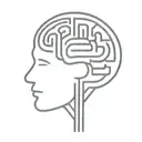 a simple minimalist line drawing of a brain as an elaborate maze with offshoots tattoo design idea