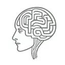 a simple minimalist line drawing of a brain as an elaborate maze with offshoots tattoo design idea