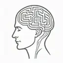 a simple minimalist line drawing of a brain as an elaborate maze with offshoots tattoo design idea