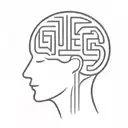 a simple minimalist line drawing of a brain as an elaborate maze with offshoots tattoo design idea