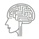 a simple minimalist line drawing of a brain as an elaborate maze tattoo design idea