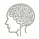 a simple minimalist line drawing of a brain as an elaborate maze tattoo design idea