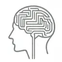 a simple minimalist line drawing of a brain as an elaborate maze tattoo design idea