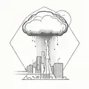 an abstract nuclear explosion mushroom cloud destroying a major city in an abstract black line frame tattoo design idea