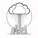 an abstract nuclear explosion mushroom cloud destroying a major city in an abstract black line frame tattoo design idea