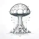 an abstract nuclear explosion mushroom cloud tattoo design idea