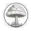 mushroom cloud from a nuclear explosion within an abstract frame but the explosion is slightly breaking out of the frame tattoo design idea