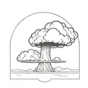 a nuclear explosion mushroom cloud within a perfect black circle tattoo design idea