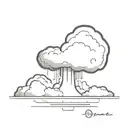 a nuclear explosion mushroom cloud within a perfect black circle tattoo design idea