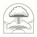 a nuclear explosion mushroom cloud within a perfect black circle tattoo design idea