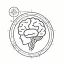 a brain inside a circular frame tattoo design idea
