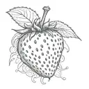 a strawberry with two realistic human eyes. the eyes are closed tattoo design idea