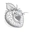 a strawberry with two realistic human eyes. the eyes are closed tattoo design idea