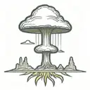 an abstract nuclear explosion mushroom cloud tattoo design idea