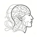 am image of a human with abstract shapes coming out of the brain to depict psychotherapy tattoo design idea
