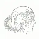 am image of a human with abstract shapes coming out of the brain to depict psychotherapy tattoo design idea