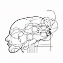am image of a human with abstract shapes coming out of the brain to depict psychotherapy tattoo design idea