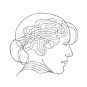 am image of a human with abstract shapes coming out of the brain to depict psychotherapy tattoo design idea