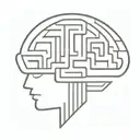 a simple minimalist line drawing of a brain as a maze tattoo design idea