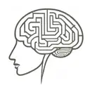 a simple minimalist line drawing of a brain as a maze tattoo design idea