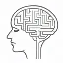 a simple minimalist line drawing of a brain as a maze tattoo design idea