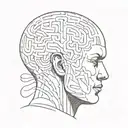 am image of a human with abstract shapes coming out of the brain to depict psychotherapy tattoo design idea