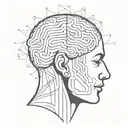 am image of a human with abstract shapes coming out of the brain to depict psychotherapy tattoo design idea