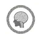 a brain inside a circular frame with geometric patterns shooting from it tattoo design idea