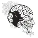 an abstract brain opening up to psychology tattoo design idea