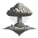 a nuclear explosion mushroom cloud contained within a perfect black square tattoo design idea