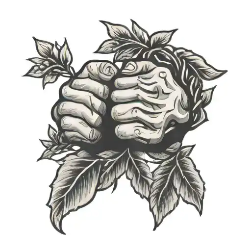 laurel wreath and fist bumping tattoo design idea
