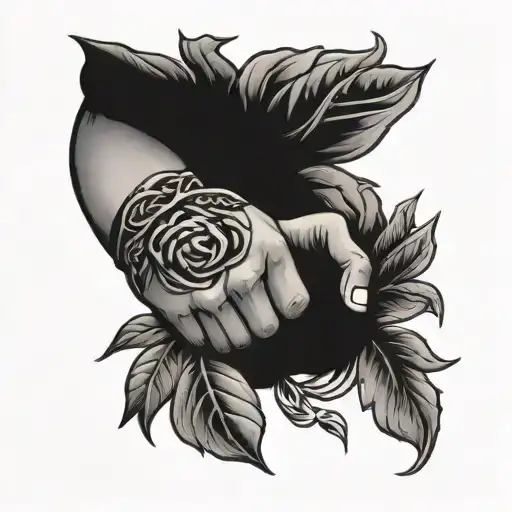 laurel wreath and fist bump tattoo design idea