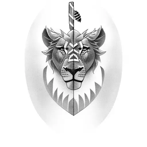 A black and grey tattoo of a rugby player honoring their brother with a lion and eagle motif tattoo design idea