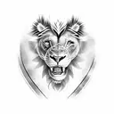 A black and grey tattoo of a rugby player honoring their brother with a lion and eagle motif tattoo design idea