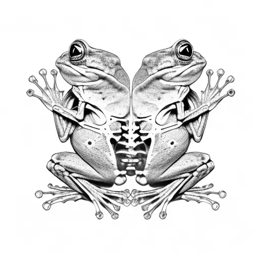 Frog, human face, frog skeleton, anatomy, organs  tattoo design idea