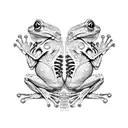 Frog, human face, frog skeleton, anatomy, organs  tattoo design idea