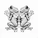 Frog, human face, frog skeleton, anatomy, organs  tattoo design idea