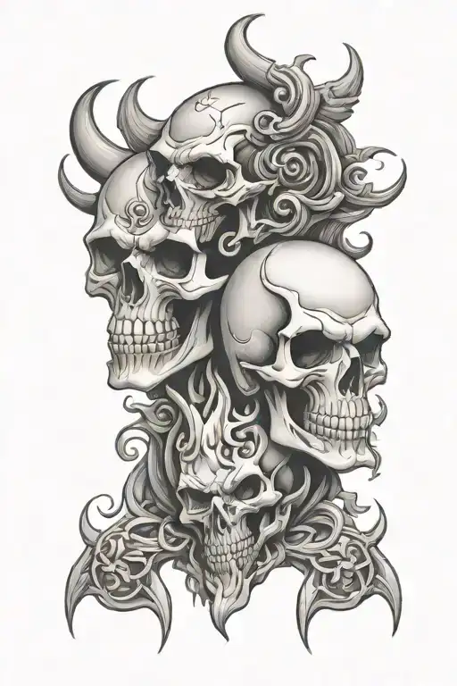 skull and demon tattoo design idea