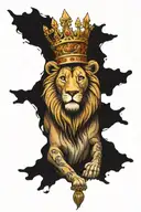 cover up with lion wearing a crown tattoo design idea