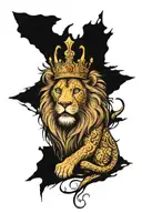 cover up with lion wearing a crown tattoo design idea