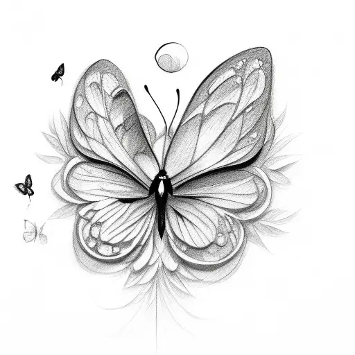 half face and half flower and butterfly  tattoo design idea