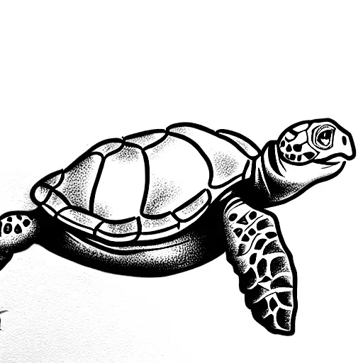 Tortuga con paracaídas en el caparazón  tattoo design idea