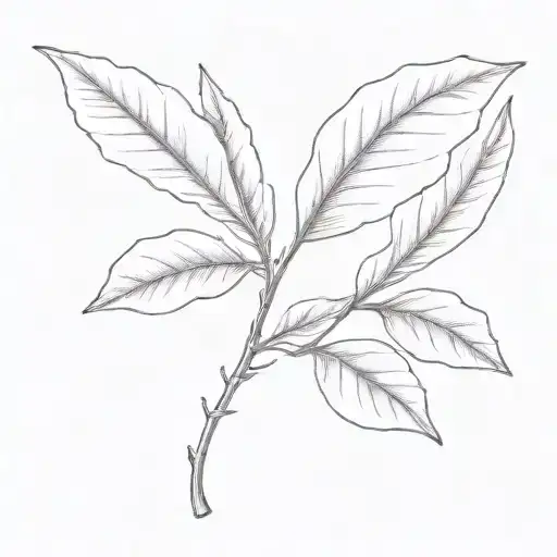 A minimalist tattoo of a bay leaf with a hidden dumbbell silhouette to showcase your dual passions for fitness and herbalism tattoo design idea