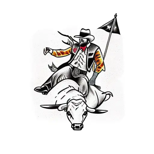 bull rider playing card tattoo design idea