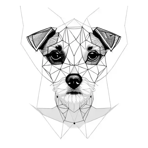 geometrical jack russell head tattoo design idea