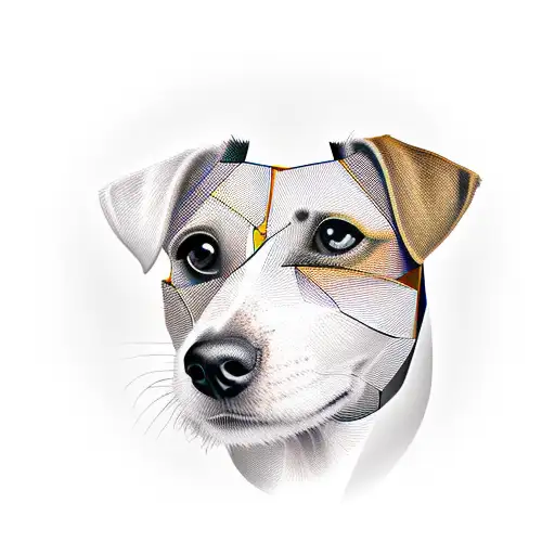 geometrical jack russell head, short hair, long face tattoo design idea