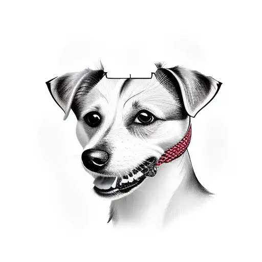 geometrical jack russell terrier head, short hair, long face tattoo design idea
