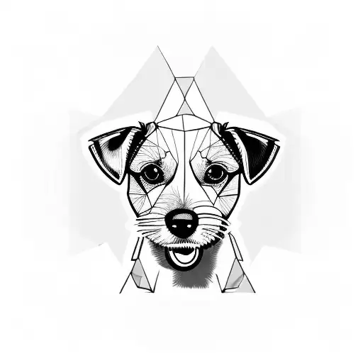 geometrical jack russell terrier head, short hair tattoo design idea
