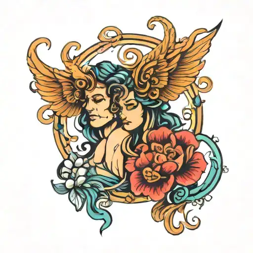 virgo and Taurus symbol intertwined tattoo design idea