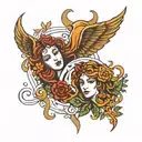virgo and Taurus symbol intertwined tattoo design idea